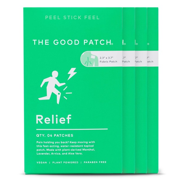 The Good Patch Plant Powered Pain Relief Patches - Menthol, Lavender, Arnica and Aloe Vera to Temporarily Relieve Minor Muscle Pain, Joint Aches and Arthritis (16 Total Patches)