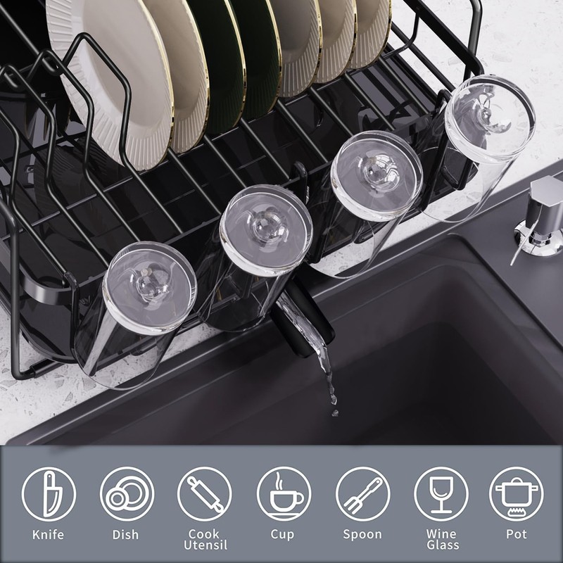 Runnatal Large Dish Drying Rack with Drainboard Set, Dish Rack,