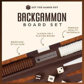 Get The Games Out Backgammon Set for Travel - Small Classic Board Game Case with Strategy Guide & 15 Game Pieces (Brown)