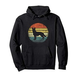 German Shepherd Lover Owner Gift Retro Sunset Dog Silhouette Pullover Hoodie