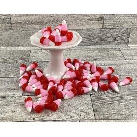 Craft Supply - Artificial FAKE Resin Candy Corn Valentines White Pink Red (AGD#2212-21 2024 100pc)