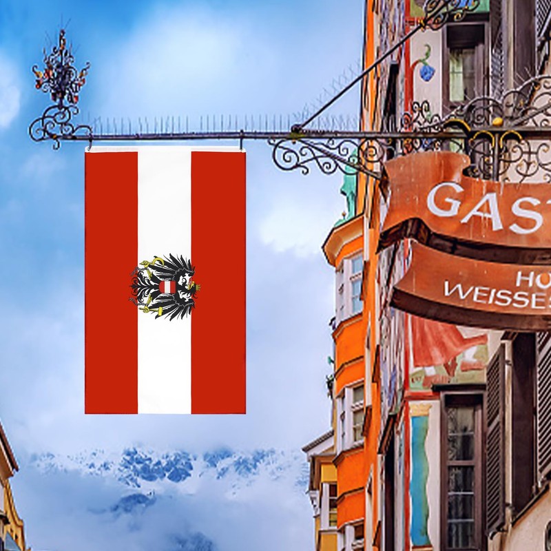 1 Austrian Flag with 3 Small Hand Waving Austrian Flags,
