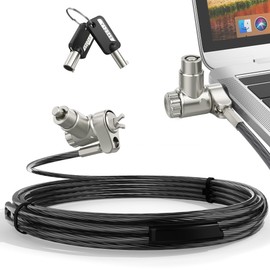 AboveTEK 3-in-1 Universal Laptop Cable Lock, Professional Laptop Security Lock with 2 Keys, Cut-Resistant Steel Locking Cable with 360° Rotating Head, Compatible with K-Slot, Nano & Wedge Slot