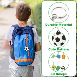 KOQAIIZ Football Keyring, Pack of 6 Football Keyrings, Cartoon Keyring, Mini Keyring Set for Children Party Bags for Boys Girls