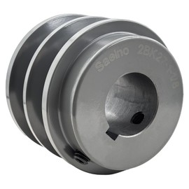 Saelno 2BK27-1 1/8 Double Groove Pulley,v Belt Pulley 1 1/8 inch bore 2.85" OD,Motor Pulley Cast Iron for A AX B BX 4L 5L V-Belts,2BK27X1-1/8 Pulley