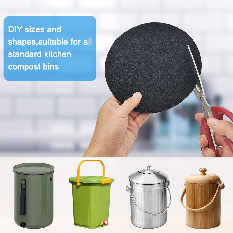 3 Pack Charcoal Filters for Compost Bucket, 6.7inch Compost Filter