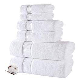 Nova Luxury Linen - Hotel Quality Turkish Towel Set for Bathroom (6 Pcs Towel Set, Pure White)