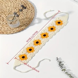 NOIAFZY 2Pcs Vibrant Boho Chic Crochet Hair Band Fashion Headbands with Floral Pattern Knitted Head