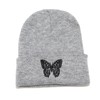 IHAUIUE Butterfly Embroidered Cuffed Beanie Hat Graphic Knitted Skull Cap