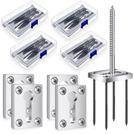 Shimeyao 4 Sets Newel Post Fastener Newel Post Mounting Kit Wood Handrail Installation Hardware Works on Finished Floors, Stairs, Ceramic Tile and Concrete, Rectangular