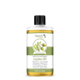 100% Pure Golden Organic Jojoba Oil 50ml | Raw Unrefined Virgin Hexane & Chemical Free Cold Pressed Carrier Oil | For Face Hair & Skin Care