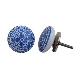 KPAVIR Set of 12 Handmade Ceramic Knobs | Blue Ceramic Cabinet Knobs | Drawer Pulls for Home, Kitchen, Bathroom or Office | Drawer Knobs Comes with Bolts and Washer (Flat Blue)