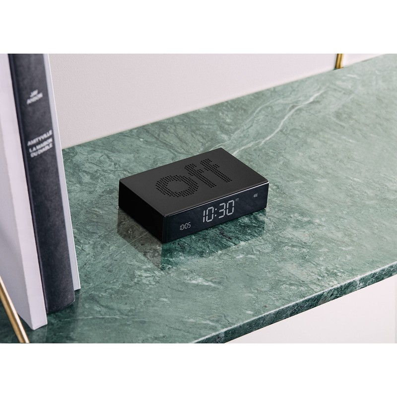 LEXON Flip Premium LCD Alarm Clock, Black, USB-Type C Charging,