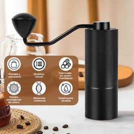 Molino de Café Manual, Molinillo de Cafe de Acero Inoxidable, Molinillo Compacto con 9 Niveles de Ajuste, para Preparaciones de Café en Espacios Residenciales y Cafetería