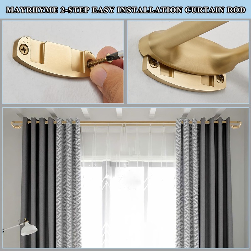 Mayrhyme Double Curtain Rods, Wrap Around Curtain Rod for Windows,