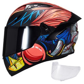 VCOROS Full Face Dual Visor Motorcycle Helmet for Adults Motorbike Street Bike Racing Helmets DOT Approved with Black Visor(X9 Monster Clown,XL)