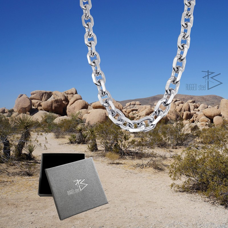 RUGGED STEEL Stainless Steel Necklace 11 mm Wide Solid Anchor