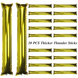 LXLVOUEG Gold Boom Boom Stick Inflatable Clappers Noisemakers Thunder Sticks Noise Makers for Sporting Events, Cheer Sticks Noise Makers for Football Games Graduations School Spirit, 20PCS