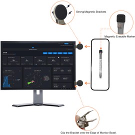 Removable Laptop and Monitor Memo Board,Dry Erase Whiteboard with Brackets, 4 Magnets and Marker,Document Holder for Typing, Paper Holder Stand, and Monitor Sticky Note Holder,Office Desk Accessories
