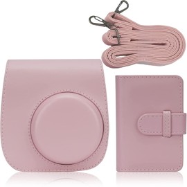 Funda Compatible con Fujifilm Instax Mini 11/9/8, Protectora para Cámara Instantánea con Ajustable Correa para el Hombro y Album de Mini Fotos, Bolso Protector para Camara (Rosa)