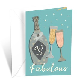Prime Greetings 40th Birthday Card, Made in America, Eco-Friendly, Thick Card Stock with Premium Envelope 5in x 7.75in, Packaged in Protective Mailer
