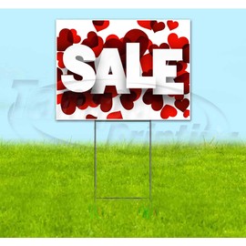 Sale with Hearts (18" X 24") Yard Sign, Quantity Discounts, Multi-Packs, Includes Metal Step Stake, Bandit Sign
