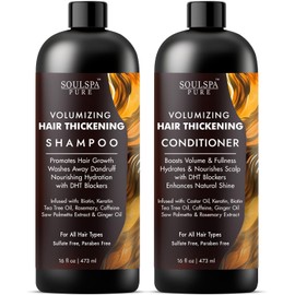 SOULSPA PURE Set de Champú y Acondicionador Espesante para El Cabello - Volumen y Apoyo Al Crecimiento Con Bloqueadores de Dhl, Biotina, Queratina,...