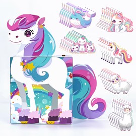 RINDOJIN Valentines Mailbox for Kids Cute Horse Valentines Day Cards for Girls Classroom School Party Supplies Valentines Day Box with 30 Animal Valentine Cards and 5 Teacher Cards