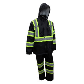 RK Industries Group, Inc. TBK66 Class 3 Rain suit, Jacket, Pants High Visibility Reflective Black Bottom with X Pattern (3XL, Black)