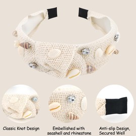 TOBATOBA Seashell Headband, Summer Headbands for Women, Boho Crystal Rhinestone Headband, Beach Fashion Hair Accessories