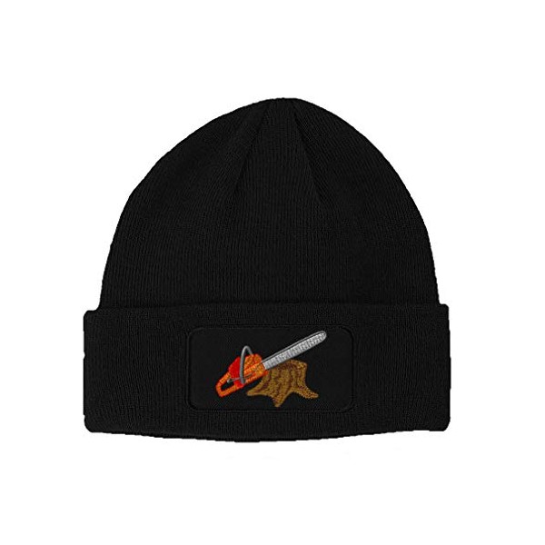 Custom Patch Beanie Lumberjack Logger Saw Embroidery Acrylic Skull Cap