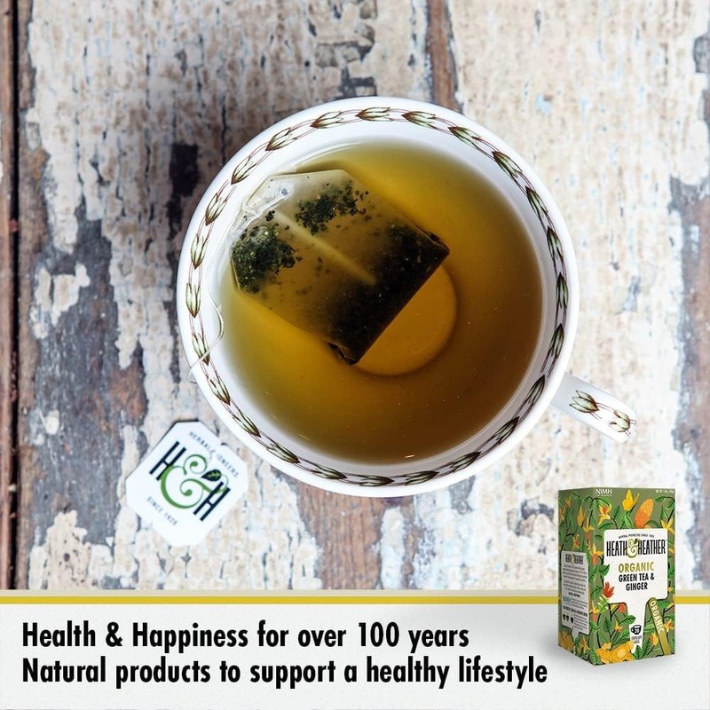 Heath & Heather Organic Green Tea & Ginger Tea Bags