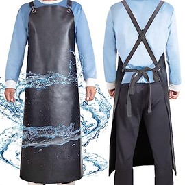 SHEOMERN Delantal de goma impermeable, 43 pulgadas, antidesgarros, de vinilo resistente, ajustable, más grueso, con espalda cruzada, para lavavajillas