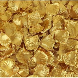 Silk Rose Petals, Artificial Petals, Fake Rose Petals, Wedding Aisle Runner Petals, Party Decoration (500 Petals, Gold)