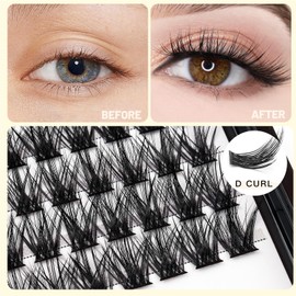 Vayator Mixed Size Kit with Applicator and Lash Bond & Seal 8-14mm/10-16mm/14-20mm Mix D Curl/DD Curl Makeup Cluster Grafting Eyelashes Individual Extension (LC07#12-14-16-18mm Mixed)