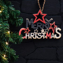 com-four® Hanging decoration Christmas - Wooden hanger with lettering - Wooden door sign Christmas - Hanger for doors, walls, windows (18.5x12.5cm)