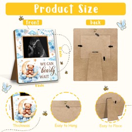 ALodr Bear Baby Shower Decorations, Baby Shower Sign Picture Frame, Cute Bear Decor Gender Reveal, Pregnancy Milestone Keepsake, Pregnancy Announcement Sonogram Photo Frames