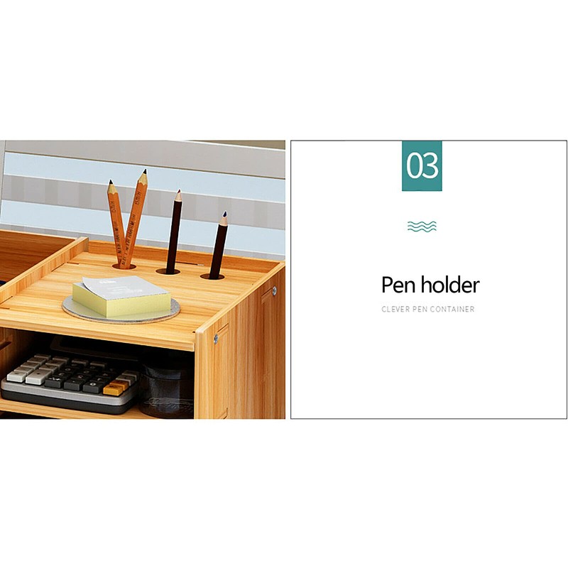 VPABES Office Desk Organizer with Drawers, 2-Tier Computer Holder Monitor