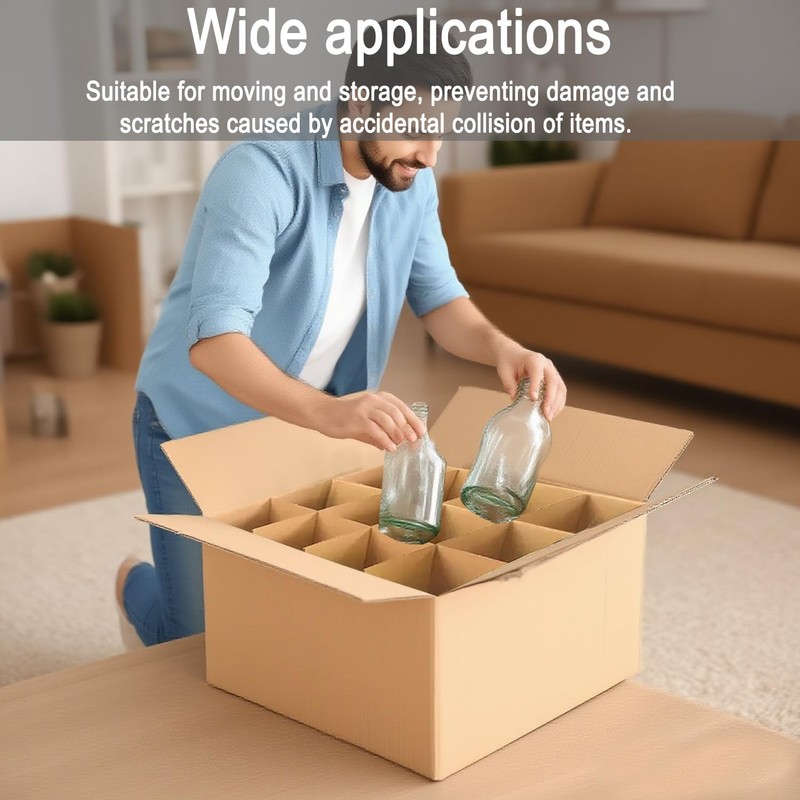 3-Pack Glassware Protection Set，Glassware Dish Packing Boxes Corrugated Dividers &