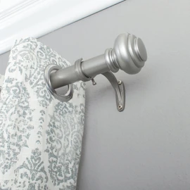 Decopolitan 1-Inch Urn Single Window Treatment Rod Set, 72 to 144-Inch, Antique Silver