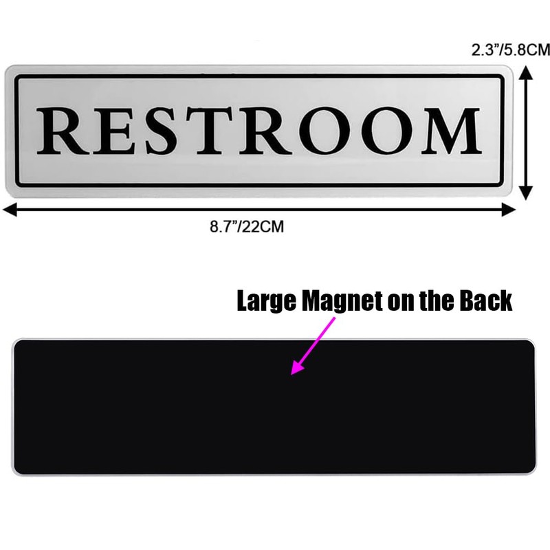 Kichwit Restroom Sign with Magnets on The Back, 8.7 x