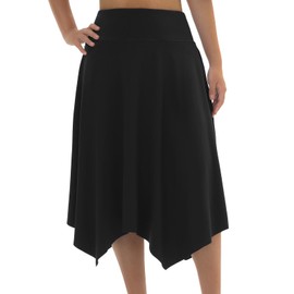 COPYTREE Knee Length Skorts Skirts for Women with Pockets High Waisted Athletic Skorts Womens Modest Midi Skirts Plus Size Black, 4XL