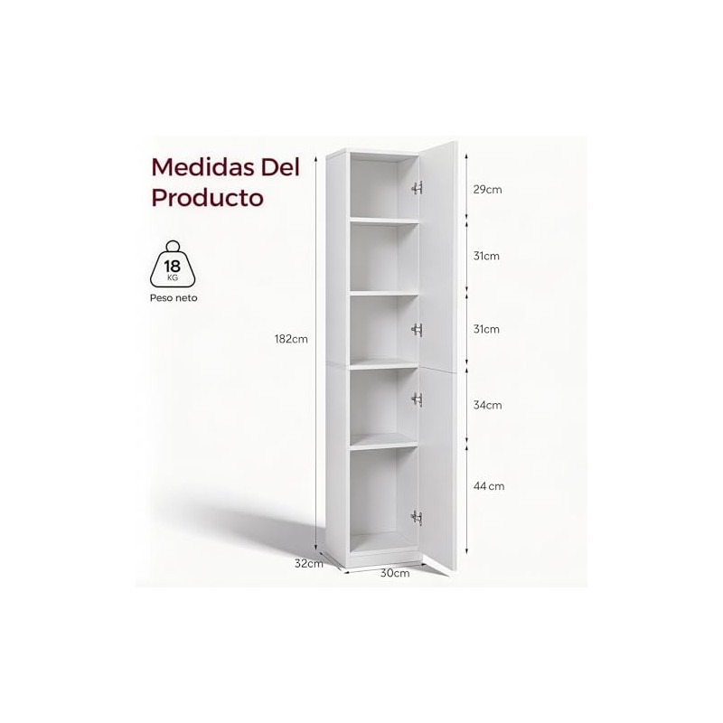 OSLIFE Librero Organizador con Puertas, Alacenas de Madera para Cocina