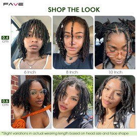 FAVE 8 Inch 30 Strands Dreadlock Extensions Human Hair, Handmade Loc Extensions for Black Women Soft Dreads for Daily Use(Width 0.4cm，Natural Black)