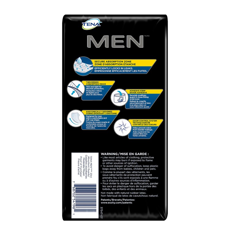 Tena Incontinence Guards for Men, Maximum Absorbency, 20 ct
