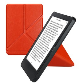kwmobile Origami Case Compatible with Kobo Clara BW/Colour Case - Slim PU Leather Cover with Stand - Orange