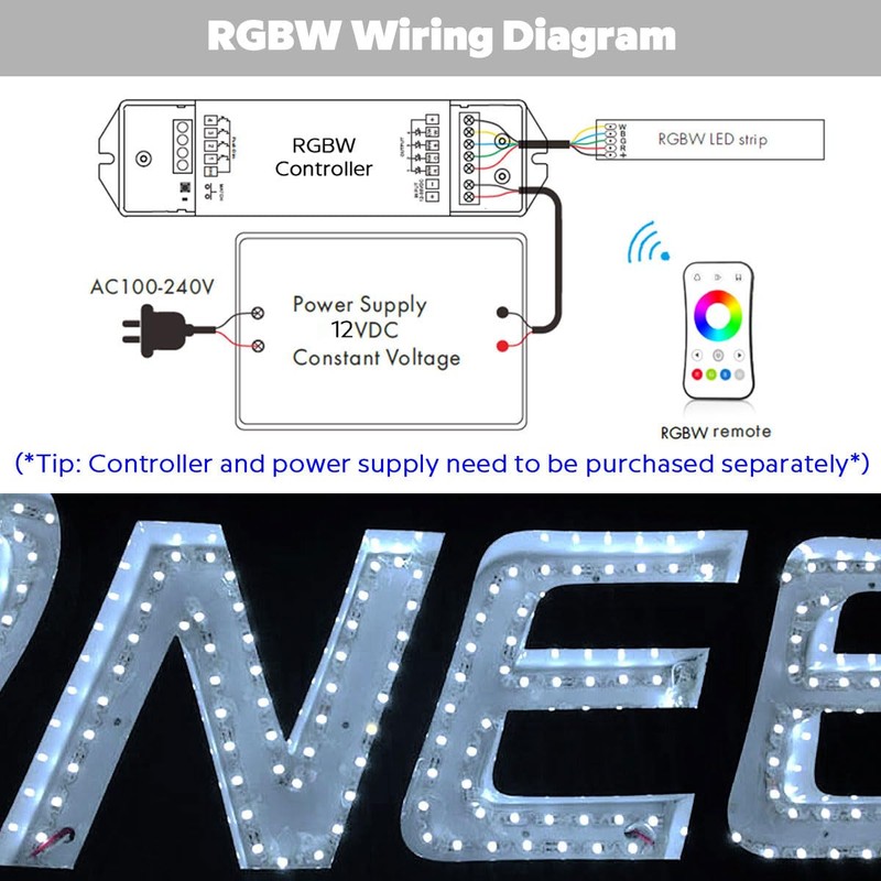 12V 4in1 RGBW LED Strip Lights 360° Bending S Shape