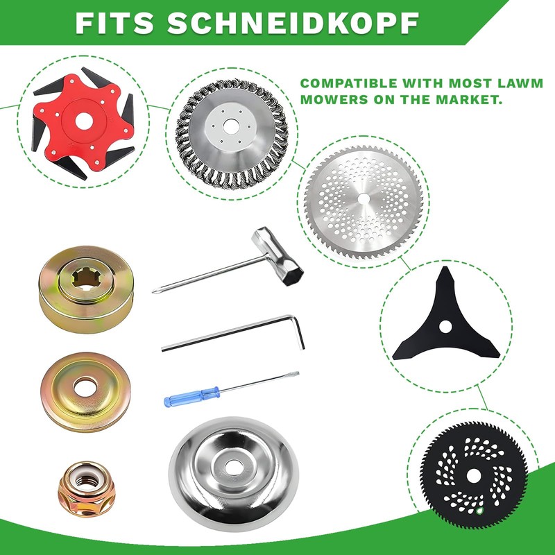 Shyllin 7 STK Set Rasenmäher Metall Getriebe Klinge Mutter,Kit Freischneider
