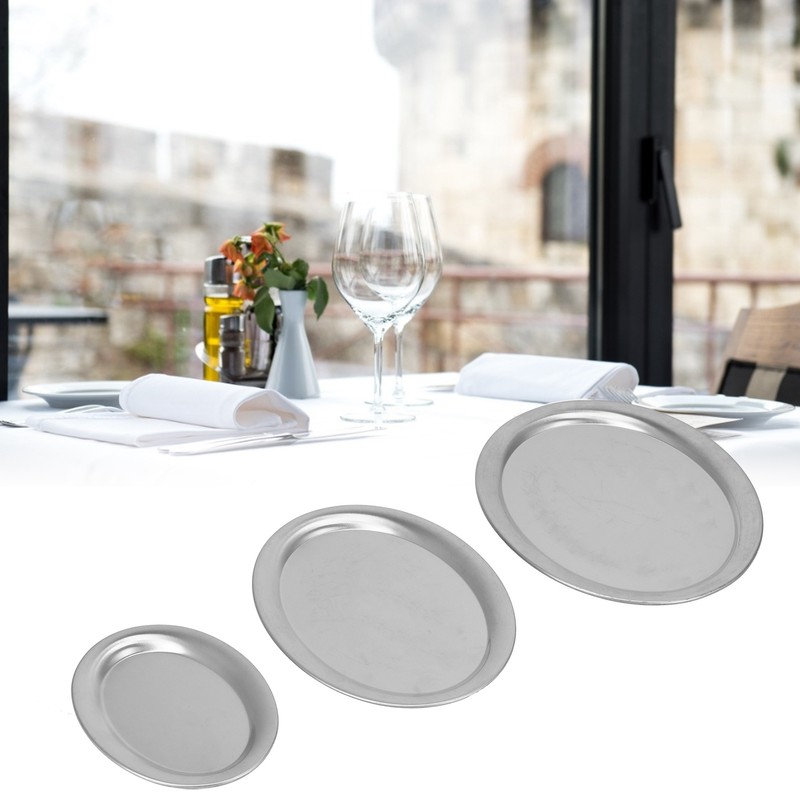 3pcs Stainless Steel Dessert Tray Mirror Polishing Process Snack Jewelry