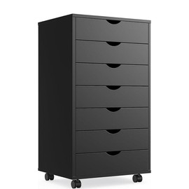 JOYFINITY Storage Cabinet Dressers with Wheels Mobile Organizer Drawers for Office, Bedroom, Home - Color: Black 7 Drawers